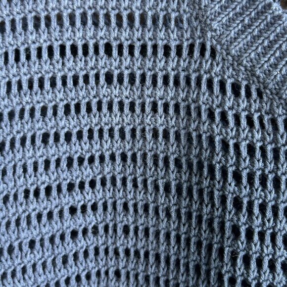 Madewell Navy Blue Open Weave Crewneck Pullover 100% Cotton Sweater Size Medium - Picture 3 of 7